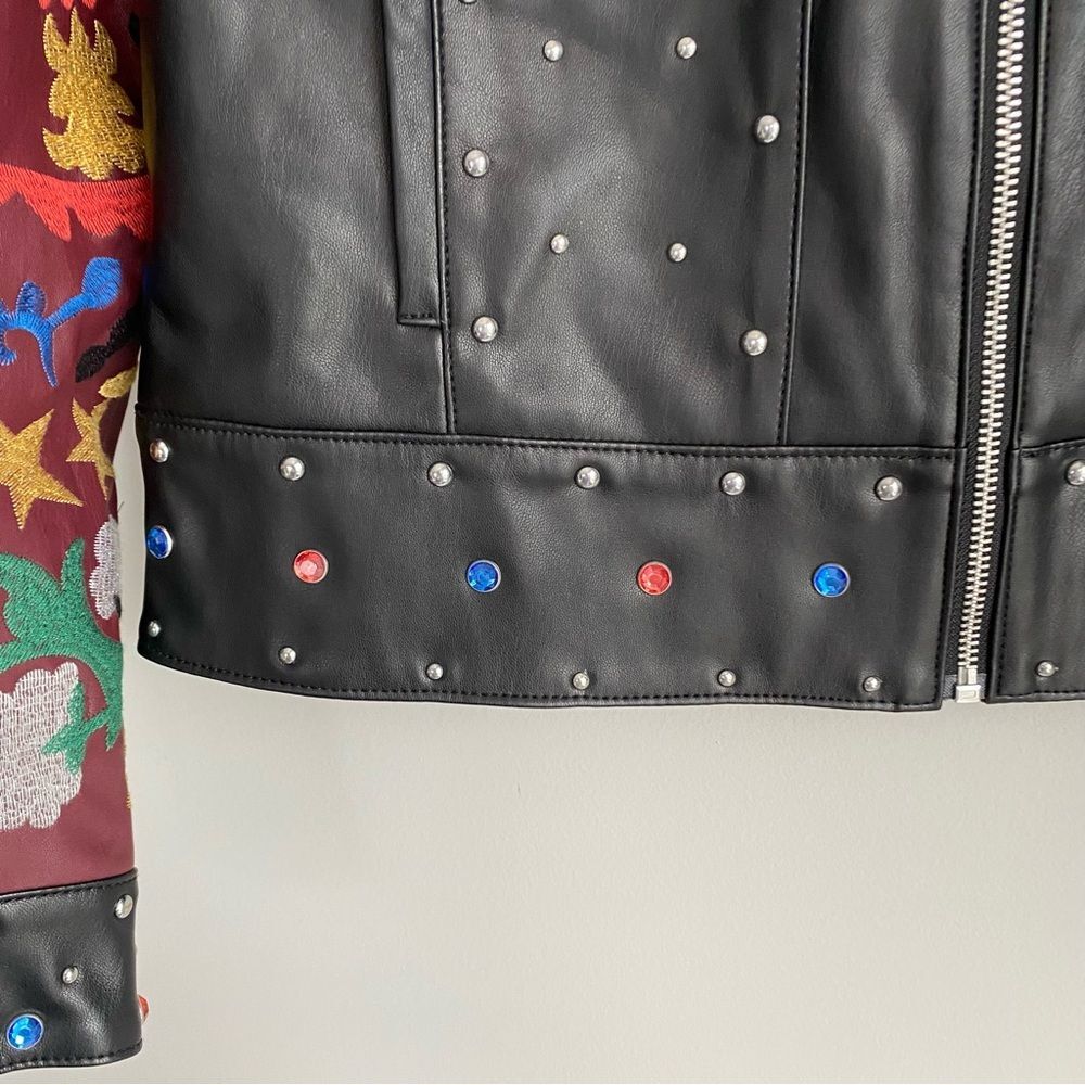 Desigual Carole Jewelled Faux Leather Embroidered Jacket Size 8 NWT - Picture 12 of 13